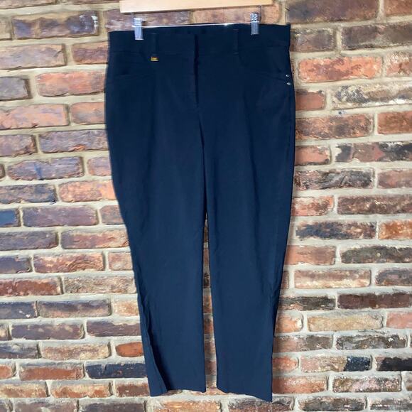 JM Collection Black Stretchy Slim Fit Chino Dress Trouser Pants Women's Size 14S - Picture 1 of 6